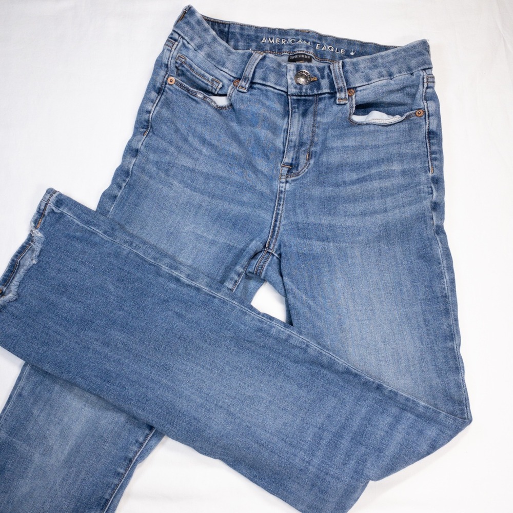 American Eagle Super Stretch Blue Bootcut Jeans Womens Size 0 Medium Wash Denim